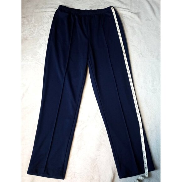 Blair Womens Pleated Straight Leg Pull On Pants Navy Blue Elastic Waist … - Picture 4 of 11